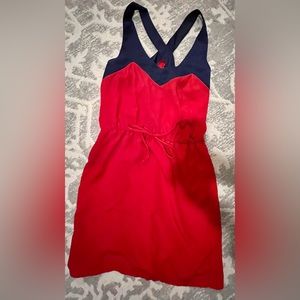 Blue and red mini dress